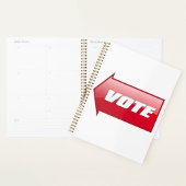 Vetgedrukte rode pijl voor stemmen in verkiezingsc planner