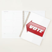 Vetgedrukte rode pijl voor stemmen in verkiezingsc planner (Display)