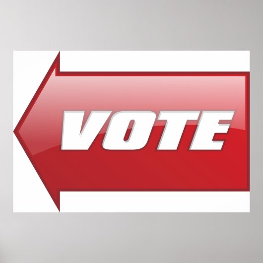 Vetgedrukte rode pijl voor stemmen in verkiezingsc poster (Voorkant)