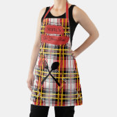 Vetgedrukte rode plaid gepersonaliseerd met kookge schort (Insitu)