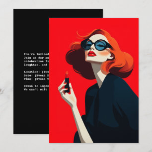 Vetgedrukte rode retro glamour kaart