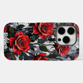 Vetgedrukte rode rozen op grijze achtergrond Case-Mate iPhone case (Achterkant (horizontaal))