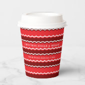 Vetgedrukte rode Scallop Stripe Holiday Party Papieren Bekers (Voorkant)