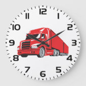 Vetgedrukte rode semi-truck Big Rig Trucker Grote Klok (Voorkant)
