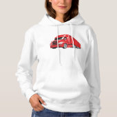 Vetgedrukte rode semi-truck Big Rig Trucker Hoodie (Voorkant)