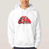 Vetgedrukte rode semi-truck Big Rig Trucker Hoodie (Voorkant)