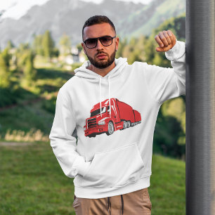 Vetgedrukte rode semi-truck Big Rig Trucker Hoodie
