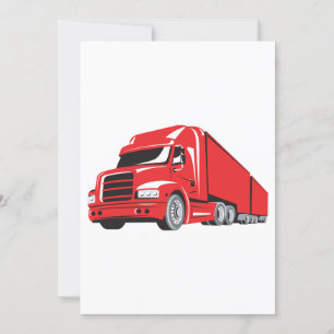 Vetgedrukte rode semi-truck Big Rig Trucker Kaart