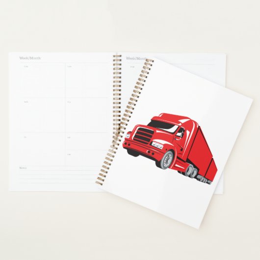 Vetgedrukte rode semi-truck Big Rig Trucker Planner (Display)
