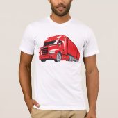 Vetgedrukte rode semi-truck Big Rig Trucker T-shirt (Voorkant)