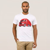 Vetgedrukte rode semi-truck Big Rig Trucker T-shirt (Voorkant volledig)
