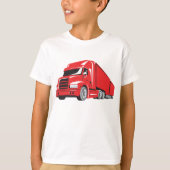 Vetgedrukte rode semi-truck Big Rig Trucker T-shirt (Voorkant)