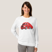 Vetgedrukte rode semi-truck Big Rig Trucker T-shirt (Voorkant volledig)