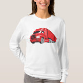 Vetgedrukte rode semi-truck Big Rig Trucker T-shirt (Voorkant)