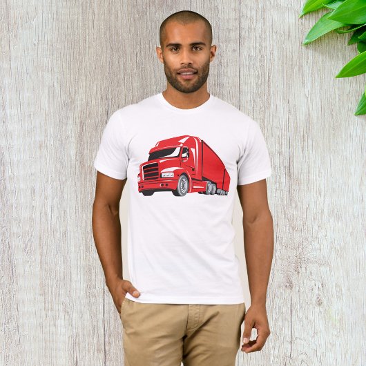 Vetgedrukte rode semi-truck Big Rig Trucker T-shirt