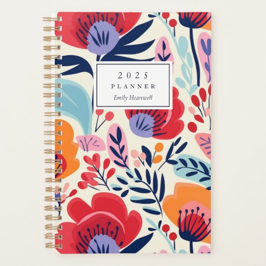 Vetgedrukte rode Sinaasappels bloemmotief geperson Planner (Voorkant)