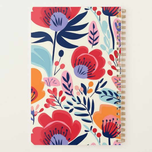 Vetgedrukte rode Sinaasappels bloemmotief geperson Planner (Achterkant)