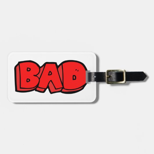 Vetgedrukte rode slechte graffiti stijl tekst bagagelabel (Voorkant horizontaal)