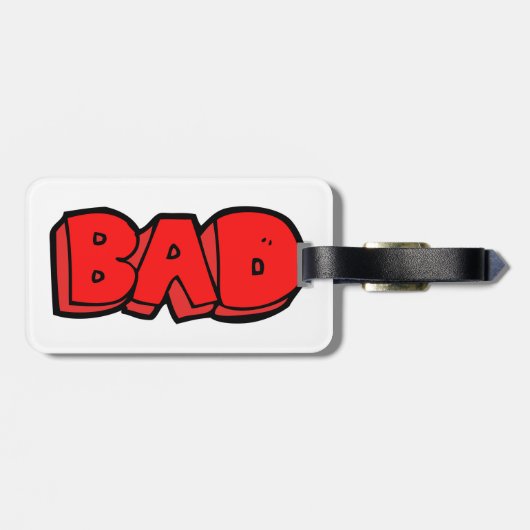 Vetgedrukte rode slechte graffiti stijl tekst bagagelabel (Achterkant horizontaal)