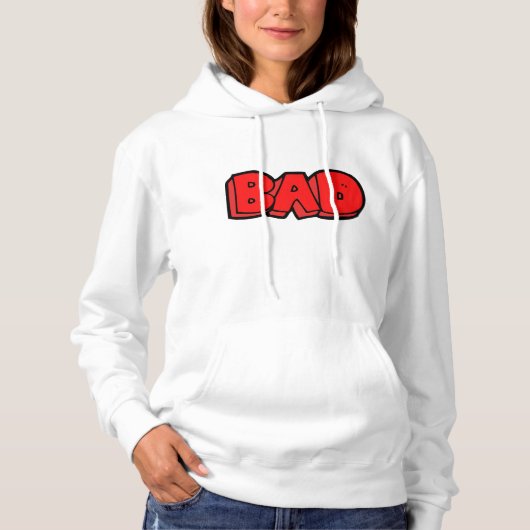 Vetgedrukte rode slechte graffiti stijl tekst hoodie (Voorkant)