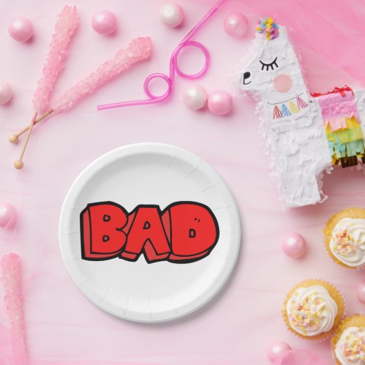 Vetgedrukte rode slechte graffiti stijl tekst papieren bordje (Feest)