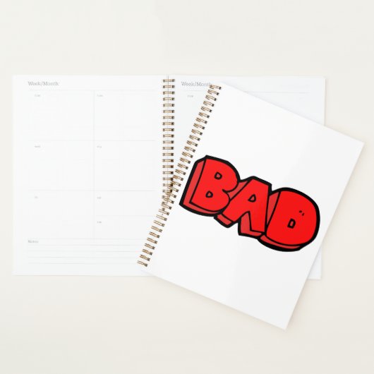 Vetgedrukte rode slechte graffiti stijl tekst planner (Display)