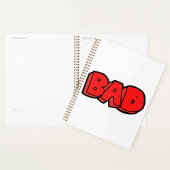Vetgedrukte rode slechte graffiti stijl tekst planner