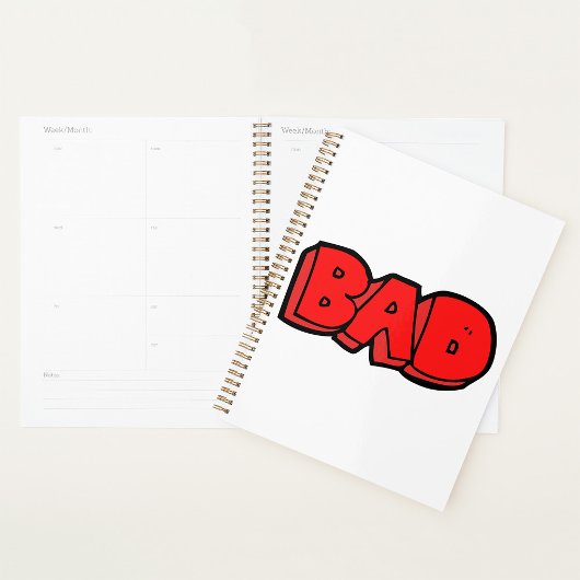 Vetgedrukte rode slechte graffiti stijl tekst planner