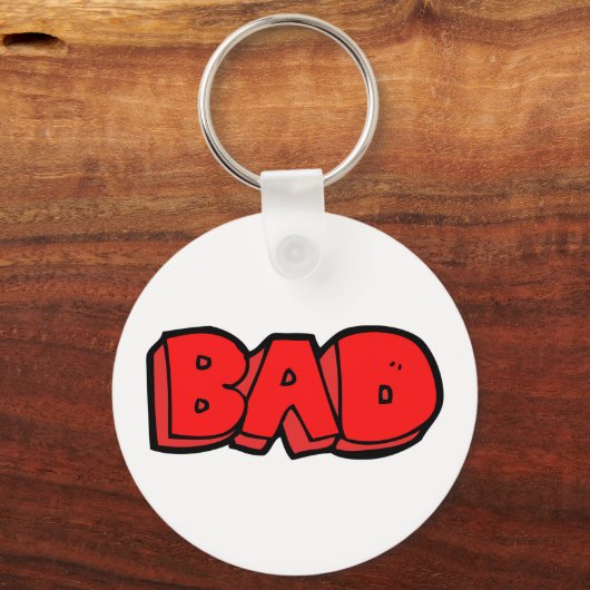 Vetgedrukte rode slechte graffiti stijl tekst sleutelhanger (Voorkant)