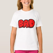 Vetgedrukte rode slechte graffiti stijl tekst t-shirt (Voorkant)