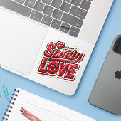Vetgedrukte Rode Sportieve Liefde Slogan Graphic Sticker (Laptop met iPhone)