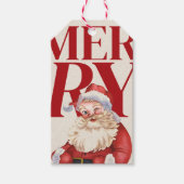 Vetgedrukte rode typografie Santa Holiday Cadeaulabel (Voorkant)