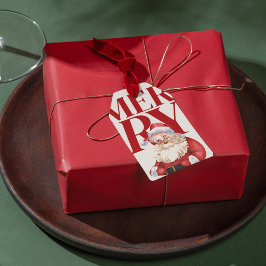 Vetgedrukte rode typografie Santa Holiday Cadeaulabel