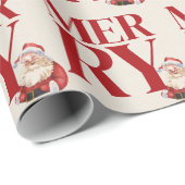 Vetgedrukte rode typografie Santa Holiday Cadeaupapier (Rol Hoek)