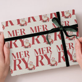 Vetgedrukte rode typografie Santa Holiday Cadeaupapier