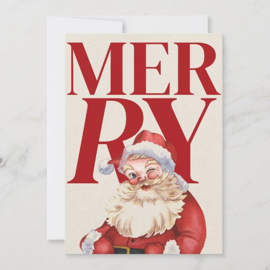 Vetgedrukte rode typografie Santa Photo Holiday Ka Feestdagenkaart (Voorkant)