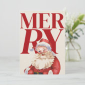 Vetgedrukte rode typografie Santa Photo Holiday Ka Feestdagenkaart (Staand voorkant)