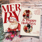 Vetgedrukte rode typografie Santa Photo Holiday Ka Feestdagenkaart