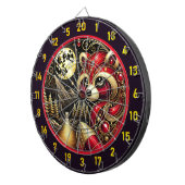 Vetgedrukte rode wasbeer verlicht rustieke charme dartbord (Voorkant Rechts)