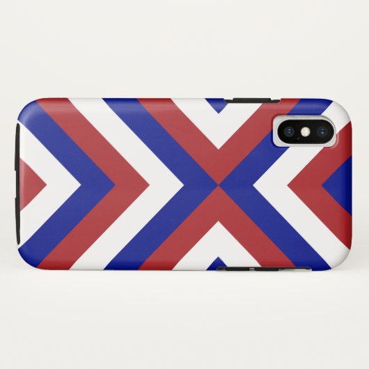 Vetgedrukte rode, witte en blauwe Chevron Case-Mate iPhone Case (Achterkant (horizontaal))