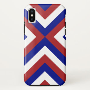 Vetgedrukte rode, witte en blauwe Chevron iPhone X Hoesje