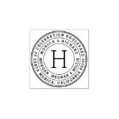 Vetgedrukte Ronde Familienamen & Monogram Retourad Rubberstempel (Afrduk)