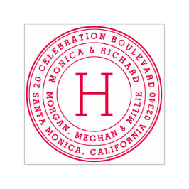 Vetgedrukte Ronde Familienamen & Monogram Retourad Zelfinktende Stempel