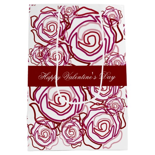 'Vetgedrukte Rozen Valentijn' (roos- maat Medium)  Medium Cadeauzakje (Achterkant)