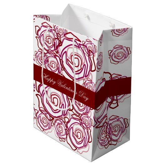 'Vetgedrukte Rozen Valentijn' (roos- maat Medium)  Medium Cadeauzakje (Achterkant Gekanteld)