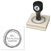Vetgedrukte script ring familie monogram naam adre rubberstempel (Gestempeld)