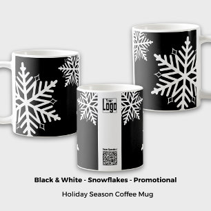 Vetgedrukte sneeuwvlok zwart-wit promotionele belo koffiemok
