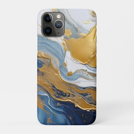 Vetgedrukte splash van goud en blauw Case-Mate iPhone case (Achterkant)