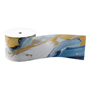 Vetgedrukte splash van goud en blauw grosgrain lint
