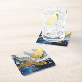 Vetgedrukte splash van goud en blauw kartonnen onderzetters